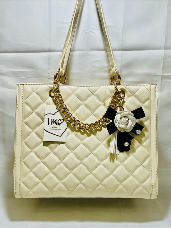 Imoshion Handbags - Imoshion Diamond Quilted Leather Tote Bag with Charm, NWT